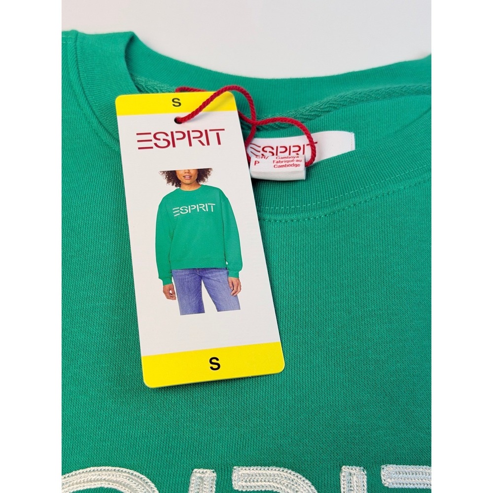 Esprit Womens Green Fleece Size Small Crewneck Sweatshirt NWT - Picture 4 of 4